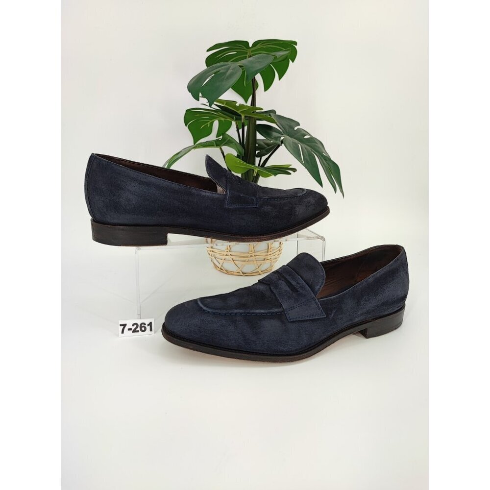 Carmina Shoemaker Men's Mallorca Goodyear Welted Blue Suede Loafers Size 7 US